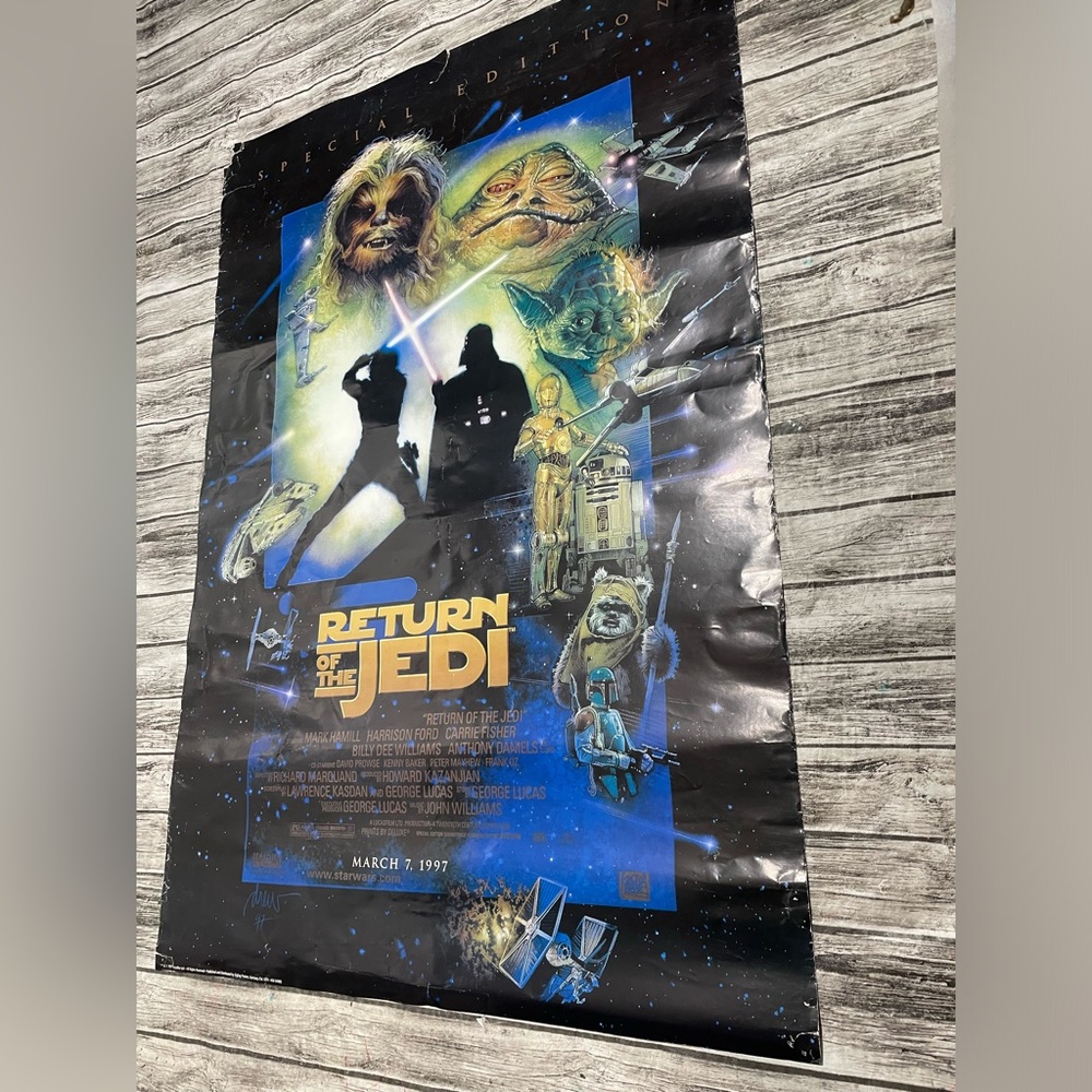 VINTAGE 1997 Star Wars Return of the Jedi movie poster used but good condition
